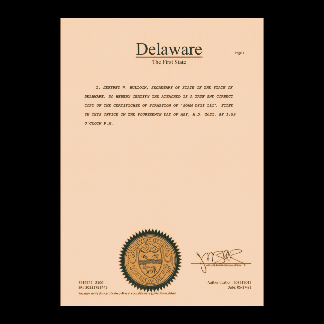 SOMM DIGI LLC — State of Delaware registration
